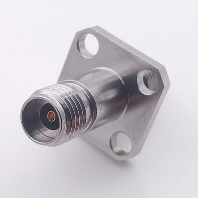 Straight 40Ghz Exterior Coaxial Cable Connectors 2.92mm Female To Female Adapter 4 Holes Flange